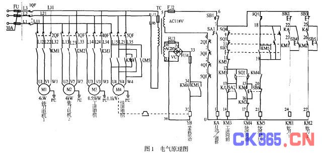 冲床脚踏电气接线图