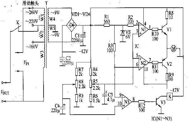 电源及器件 交流稳压器    本例介绍的交流稳压器采用伺服式控制电路